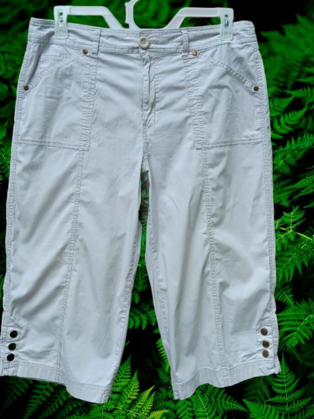 Kim Rogers Womens Crop Capri Pants Pockets Light Beige Size 16
